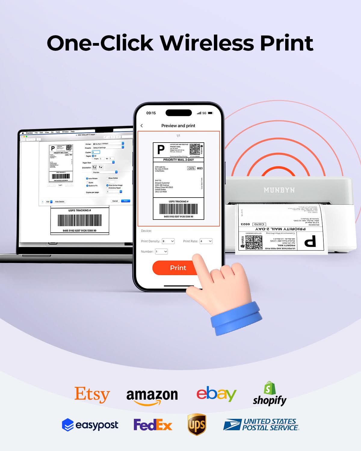 [Pre-Order] MUNBYN RealWriter 403B Bluetooth Thermal Label Printer Kit