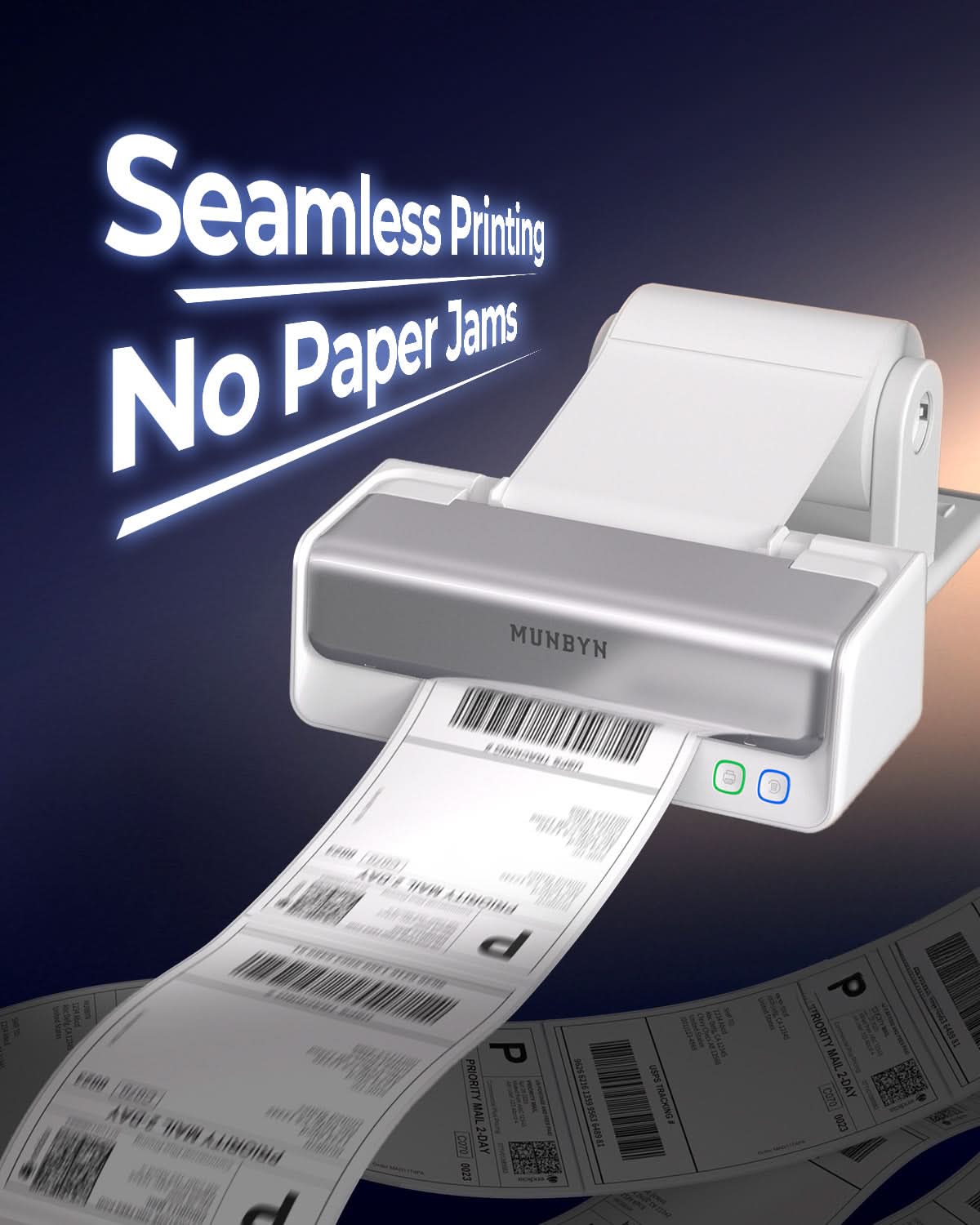 MUNBYN RealWriter 405B thermal label printer with seamless printing