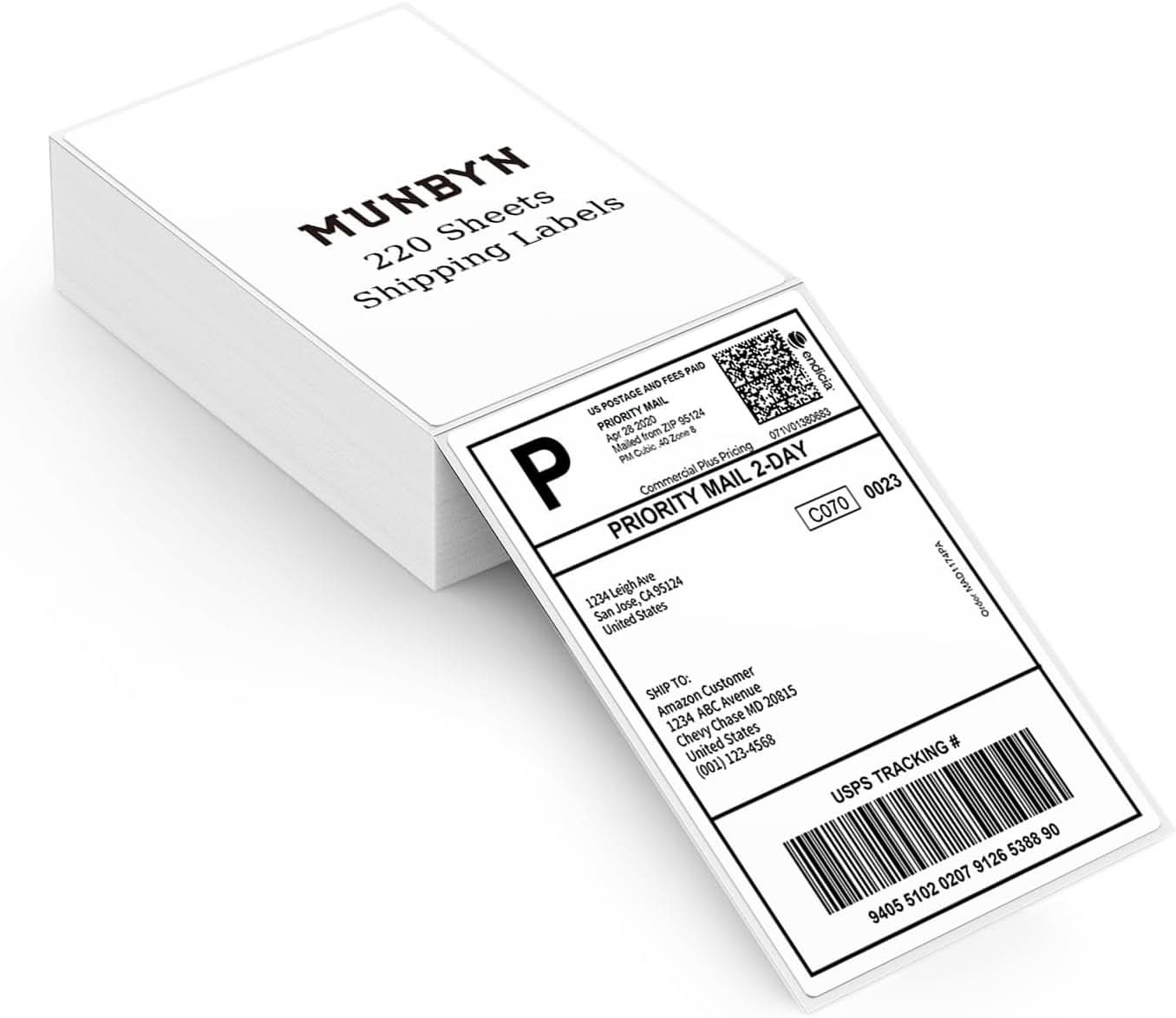 MUNBYN 4"x6" Fan-Fold Direct Thermal Shipping Labels (220/Stack)