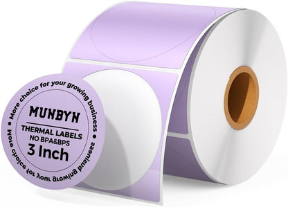 MUNBYN 3"x3" Generic Circle Series Thermal Labels (500/Roll)