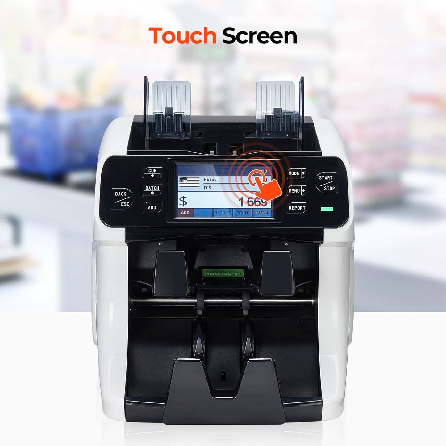MUNBYN IMC40 Bank-Grade Money Counter & Auto-Sorter | Built-in Printer, Touch Screen w/ Multi-Currency