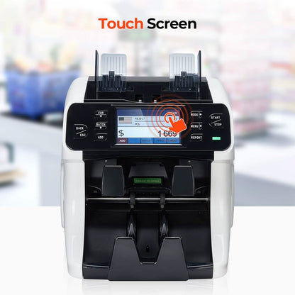 MUNBYN IMC40 Bank-Grade Money Counter & Auto-Sorter | Built-in Printer, Touch Screen w/ Multi-Currency