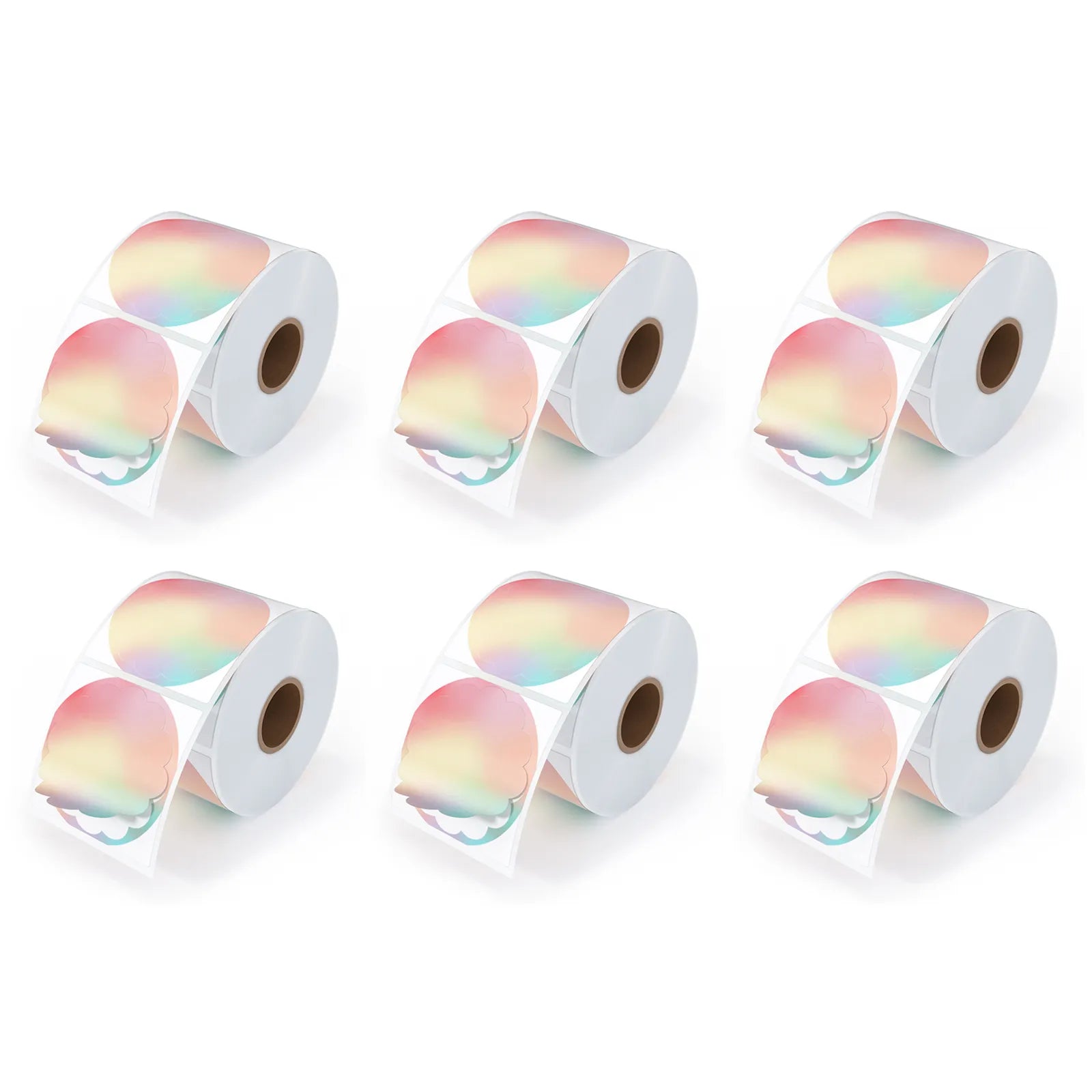 MUNBYN Rainbow Scalloped Round Thermal Sticker Labels