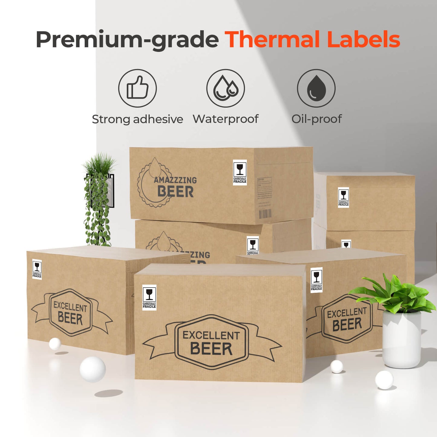 MUNBYN 2.25"x1.25" Generic Rectangle Series Thermal Labels (1000/Roll)