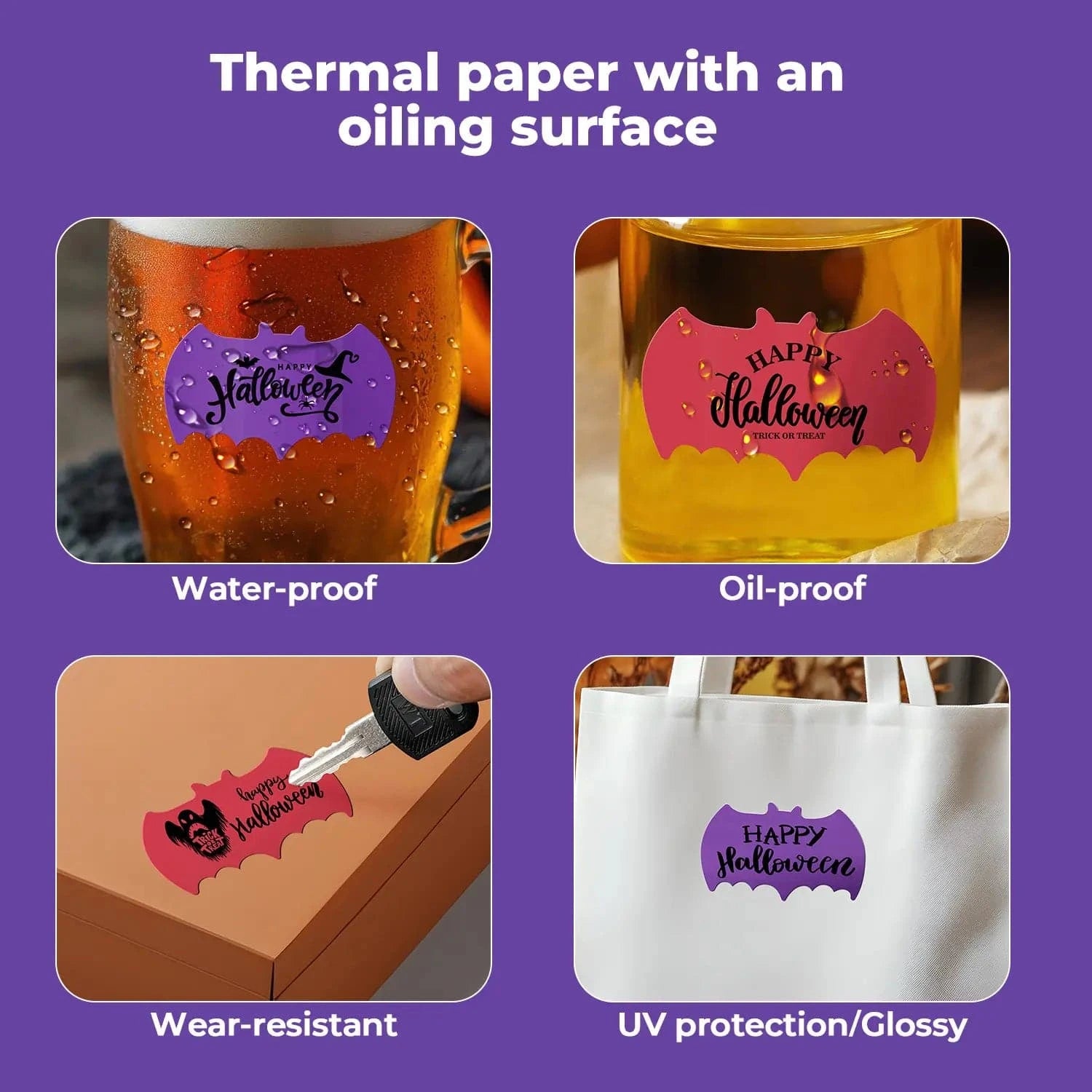 MUNBYN Bat Shaped Thermal Labels for Halloween