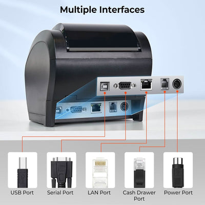 MUNBYN P047 Black Bluetooth Thermal Receipt Printer 80mm POS Printer - MUNBYN