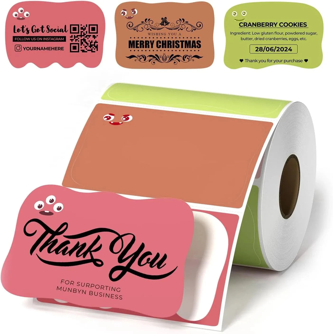 Add a touch of fun and personality to your labeling with our Multi-Color Little Monster Thermal Sticker Labels! 