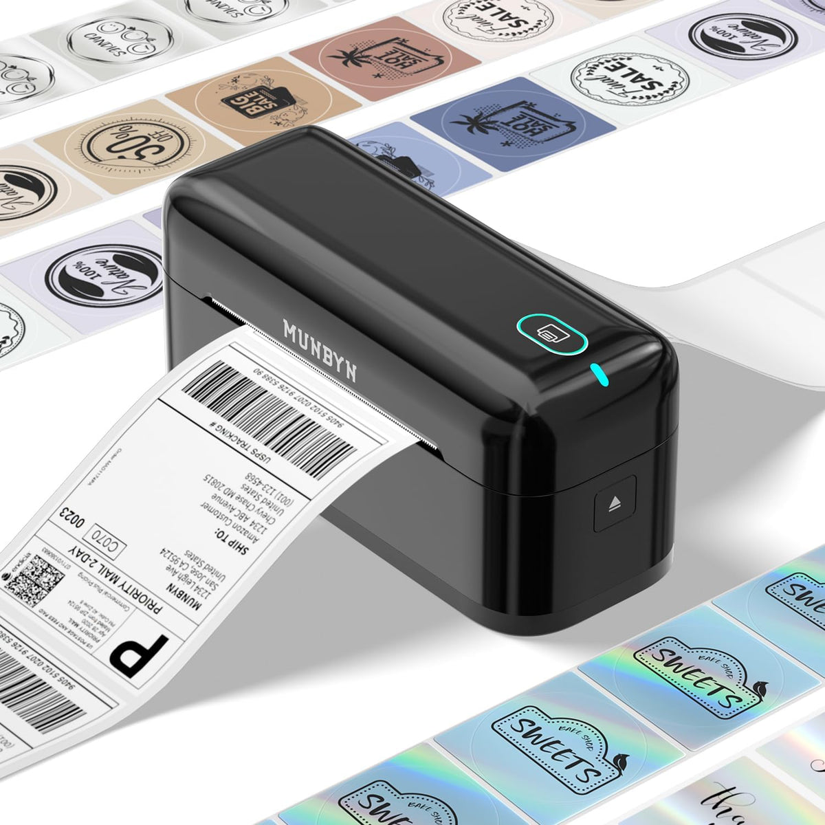 MUNBYN RealWriter 402B High-Speed Bluetooth Label Printing and Creative Sticker Making for Your E-commerce Business