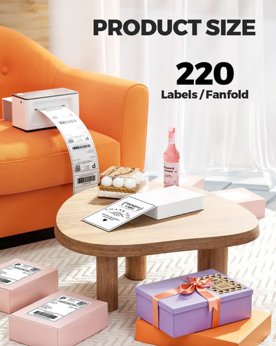 MUNBYN 4"x6" Fan-Fold Direct Thermal Shipping Labels (220/Stack) - MUNBYN