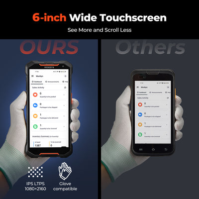 MUNBYN AS01 handheld scanner with 6-inch wide touchscreen