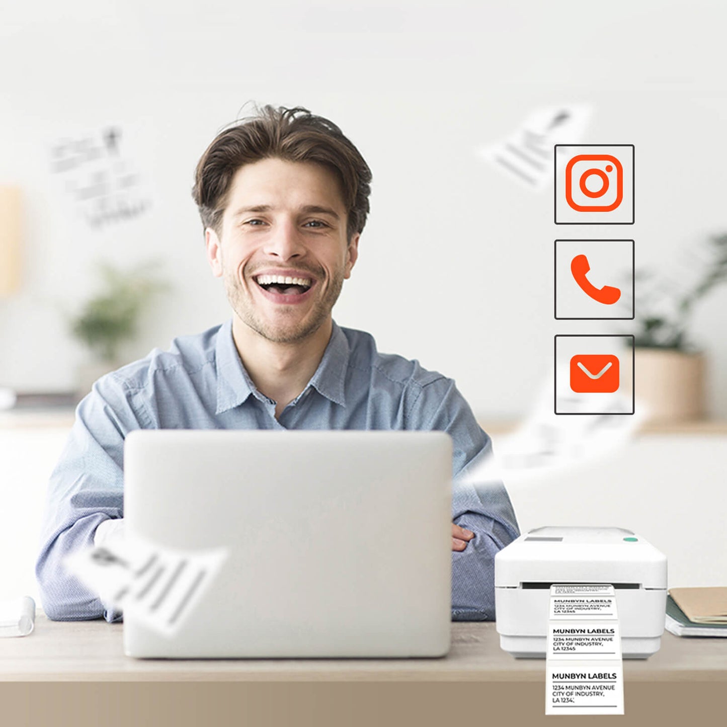 MUNBYN 2.25"x1.25" Generic Rectangle Series Thermal Labels (1000/Roll)