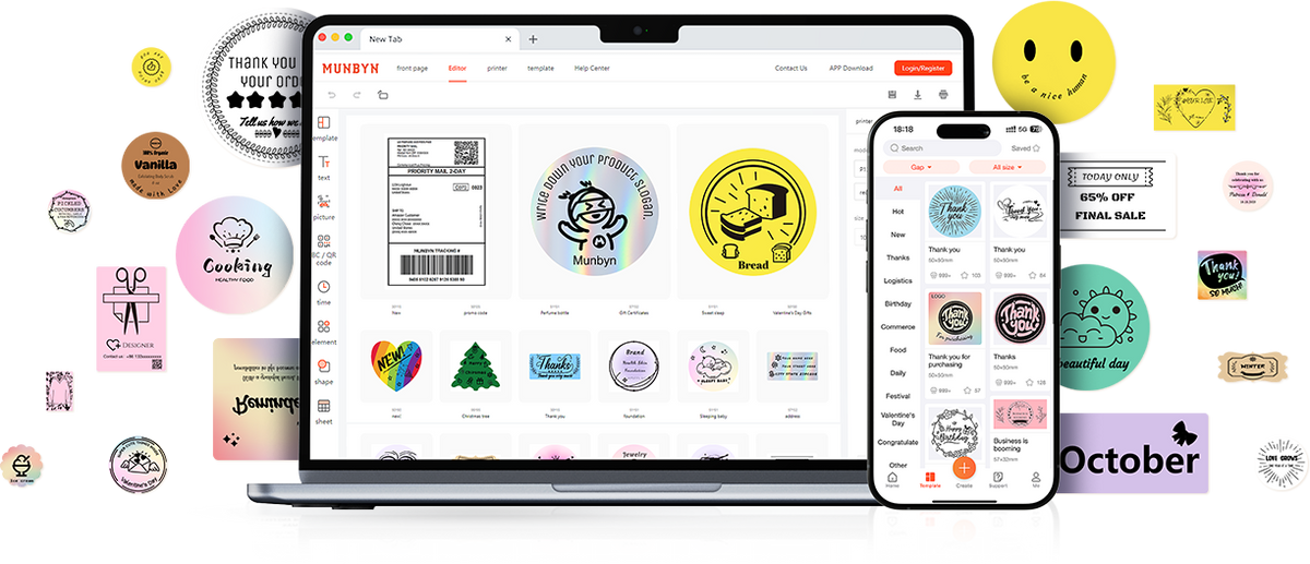 MUNBYN label template examples