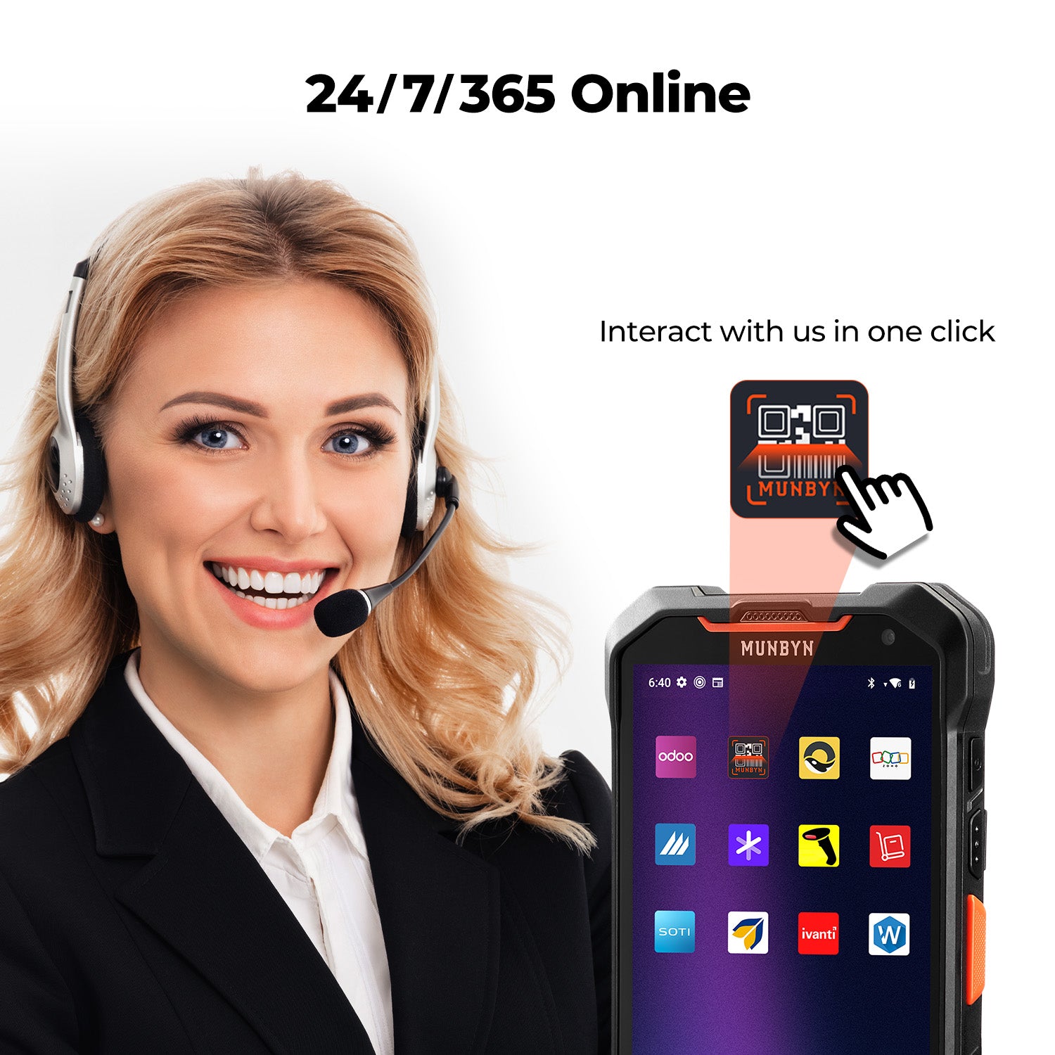 MUNBYN AceScan AS01 All-Day Android 14 with Zebra SE4710 Barcode Scanner
