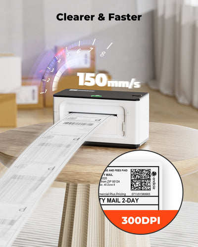 MUNBYN 941BP 300DPI Bluetooth Printer & Rectangle Labels Supplement Product Starter Kit
