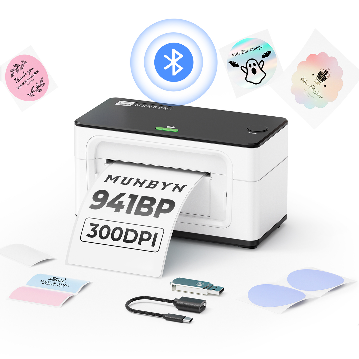 MUNBYN RealWriter 941BP 300DPI thermal label printer white