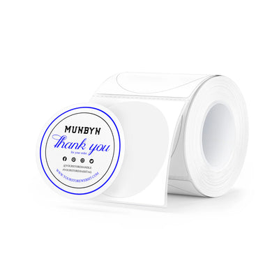 MUNBYN 2" Round Dual Color Blue&Black Red&Black Thermal Labels 150/Roll