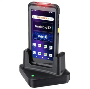 MUNBYN 2024 Android 13 Barcode Scanner with 5.5" Full Screen & Dock Charger, Equip with Zebra SE4710 Scanner Engine, Rugged PDA Handheld Mobile Computer Wireless Wi-Fi 6, 4G LTE, Inventory Scanner