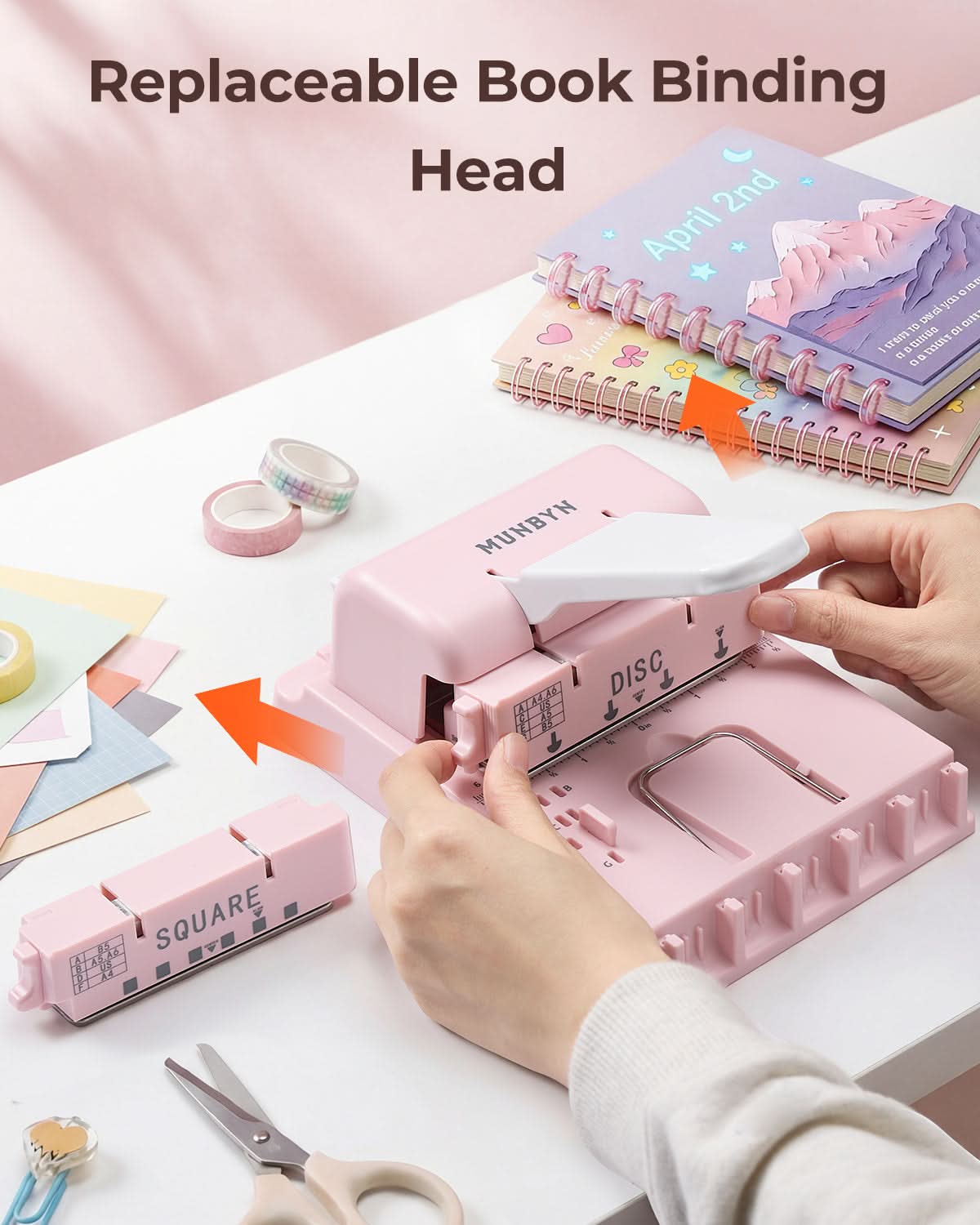 MUNBYN FB001 multi binding machine with colorful binding covers and binding spine, ideal for professional document binding.