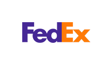 FedEx logo in purple and orange on a white background
