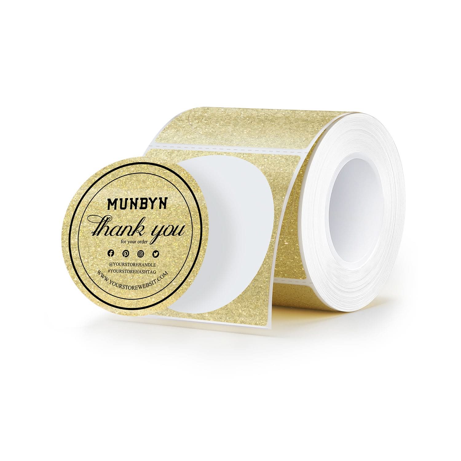 MUNBYN 2" Glitter Round Thermal Labels (100/Roll)