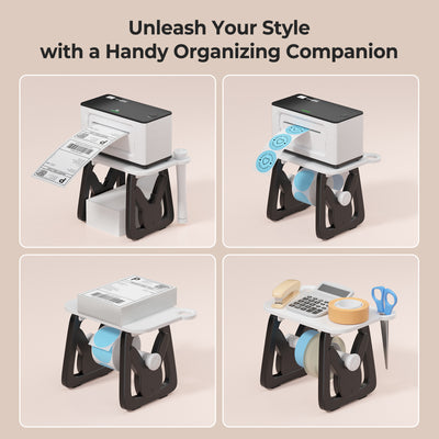 Black and white ILH02 Label Holder for MUNBYN label printers, durable accessory for organizing and securing labels.