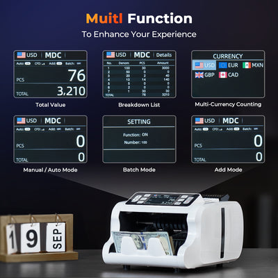 MUNBYN IMC09 Mixed Denomination Bill Counter Machine