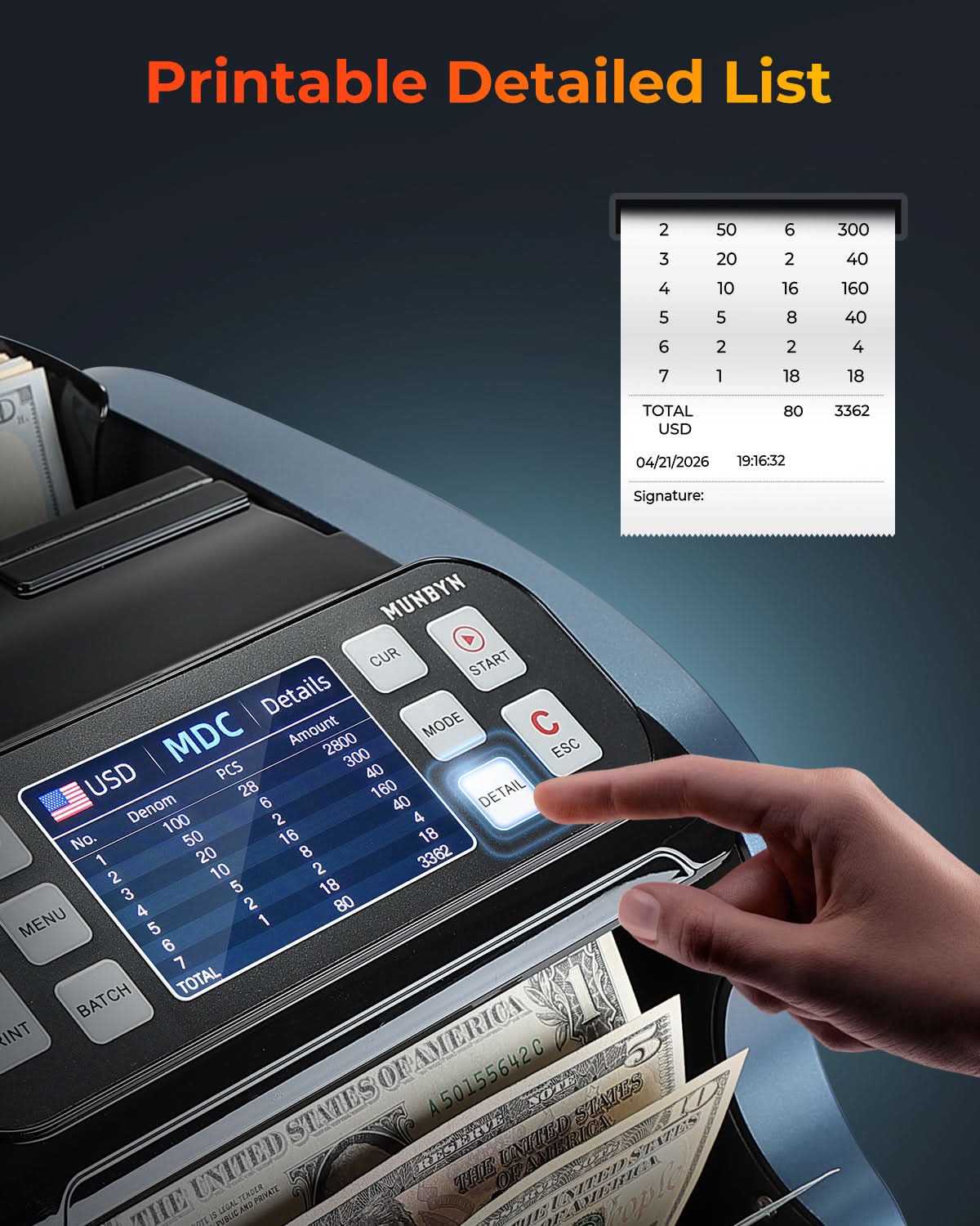 MUNBYN IMC22 Mixed Denomination Money Counter (Upgraded Version of IMC09)