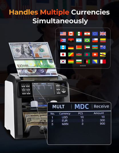 [Pre-Order] MUNBYN IMC23 Mixed Denomination with Reject Pocket Money Counter Machine