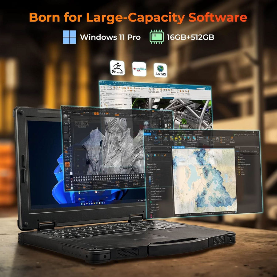 MUNBYN IRX15 15.6" Rugged Laptop Windows 11 Pro, Intel i5-1135G7, 16GB+512GB