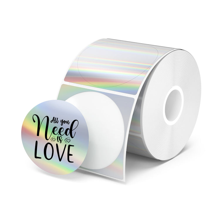 MUNBYN Holographic Silver Thermal Labels for Product Packaging