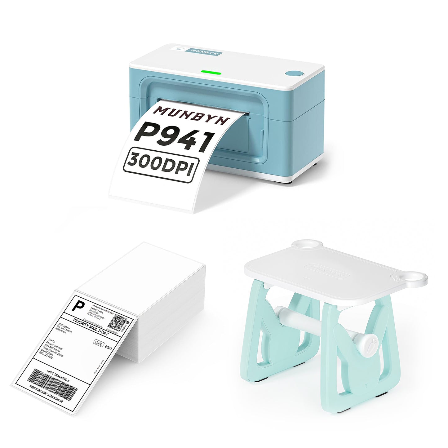 MUNBYN RealWriter 941BP Bluetooth Thermal Label Printer 300DPI Kit
