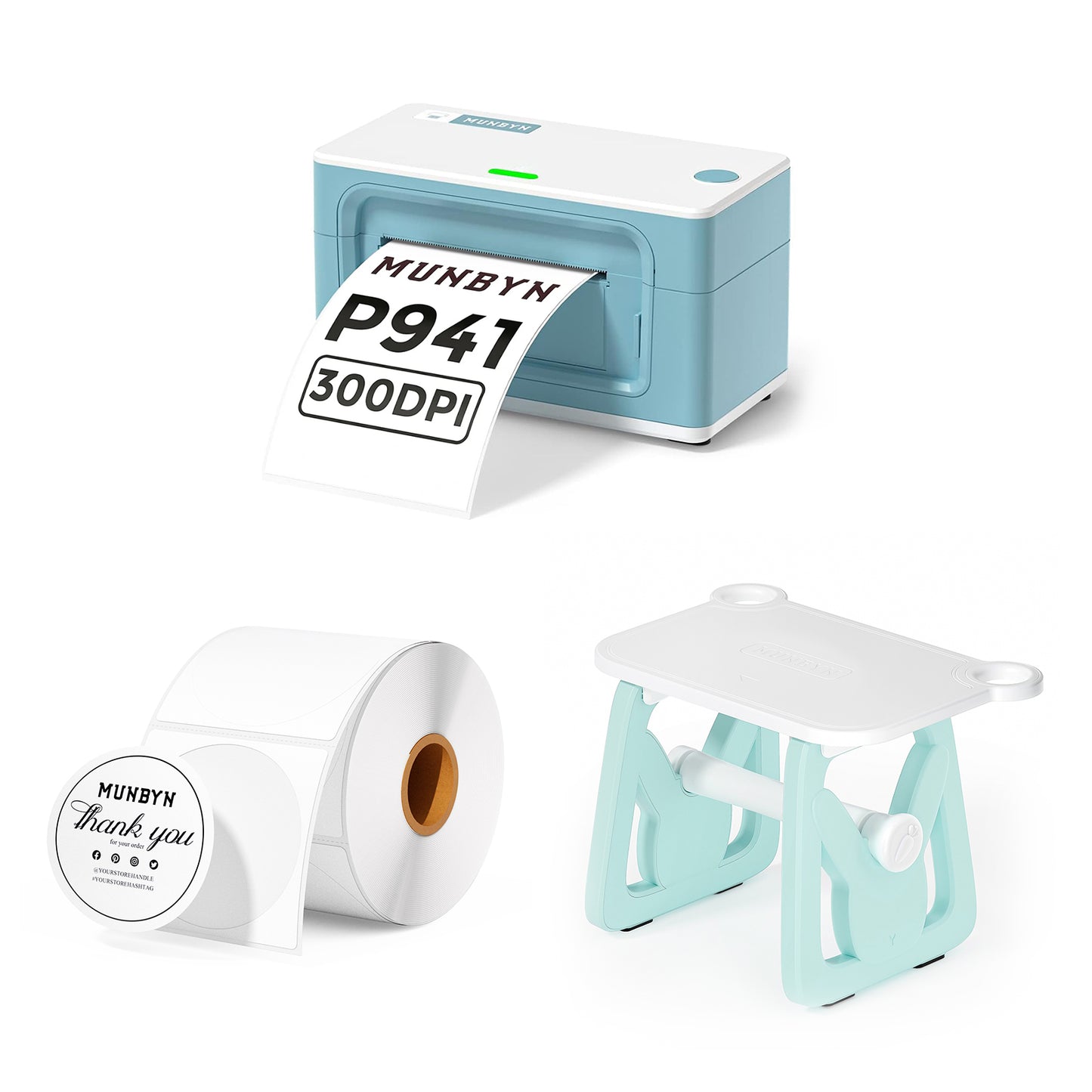 MUNBYN RealWriter 941BP Bluetooth Thermal Label Printer 300DPI Kit