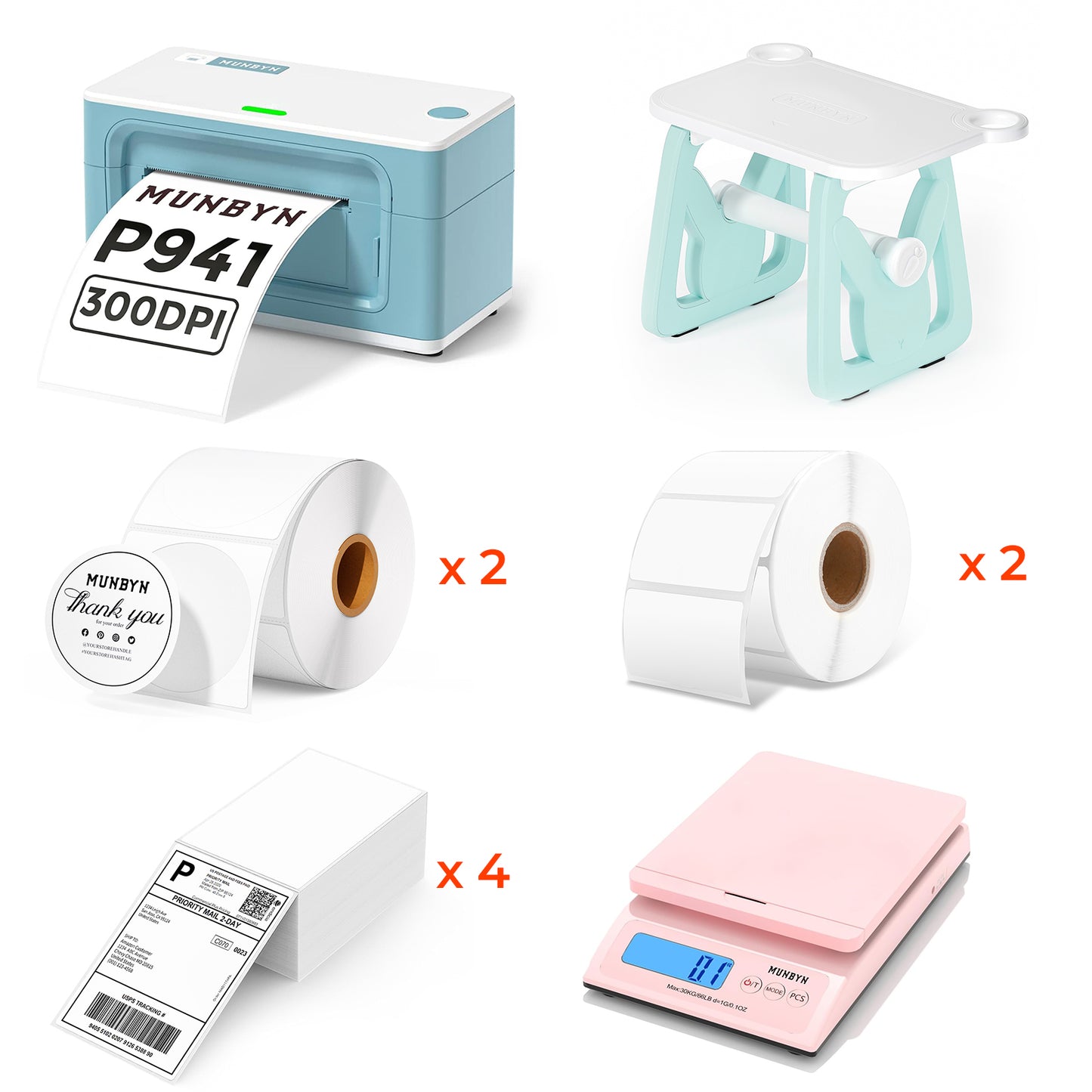 MUNBYN RealWriter 941BP Bluetooth Thermal Label Printer 300DPI Kit