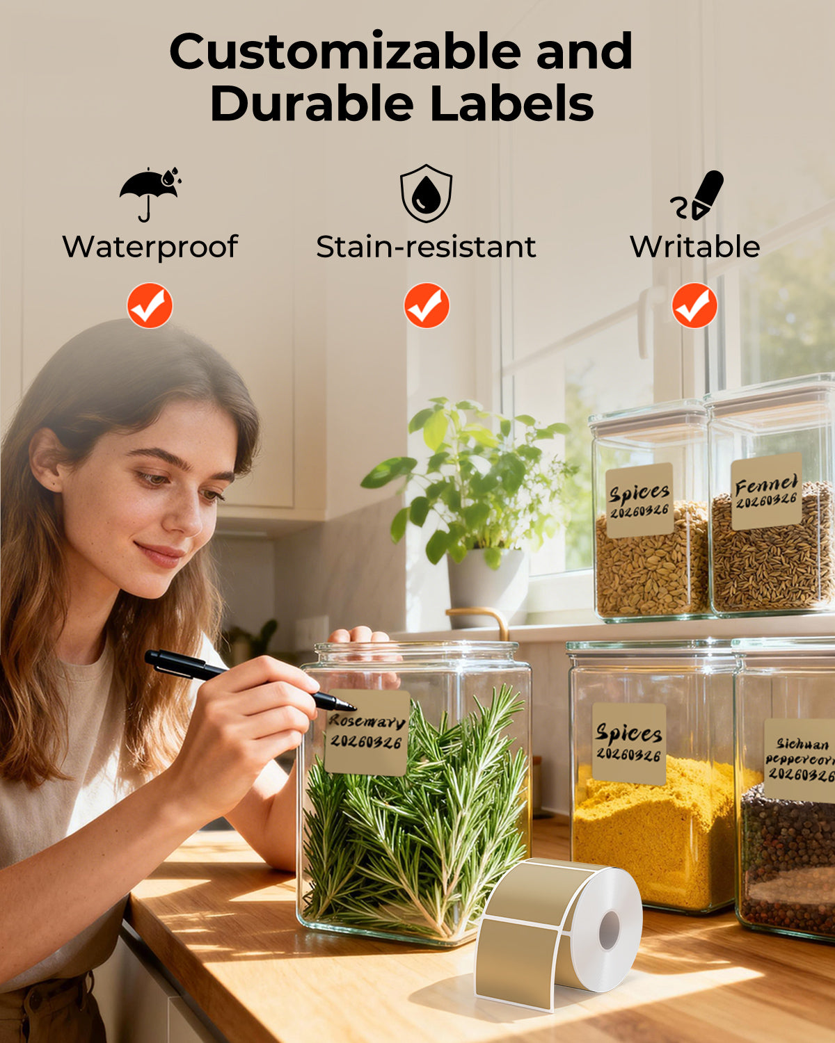 MUNBYN 2"x2" Generic Square Series Thermal Labels (750/Roll)