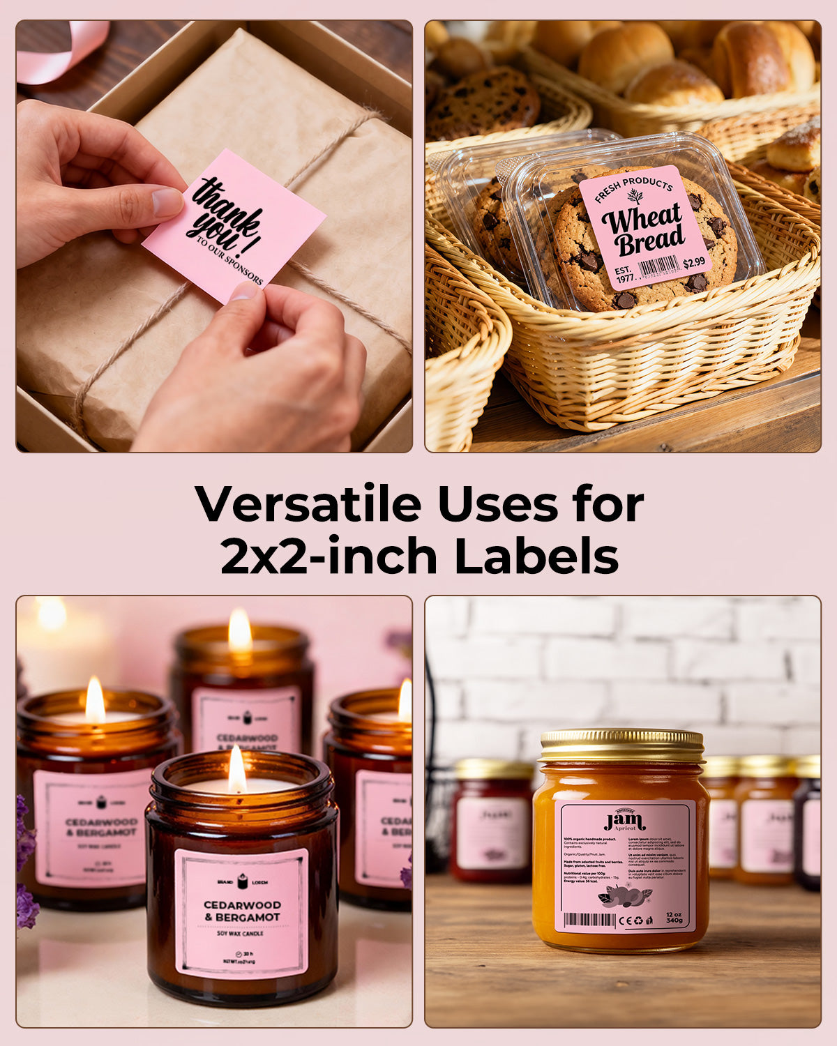 MUNBYN 2"x2" Generic Square Series Thermal Labels (750/Roll)