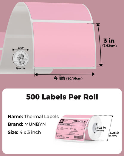Munbyn 4"x3" Generic Rectangle Series Thermal Labels (500/Roll)