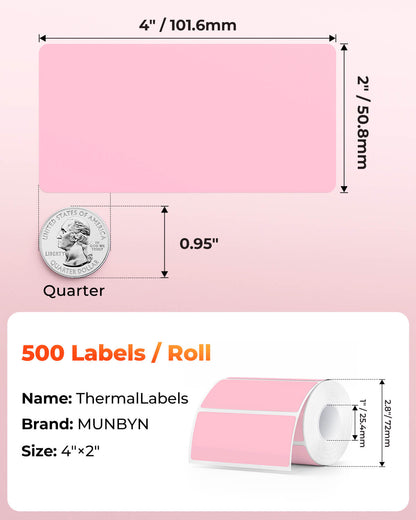 Munbyn 4"x2" Generic Rectangle Series Thermal Labels (500/Roll)