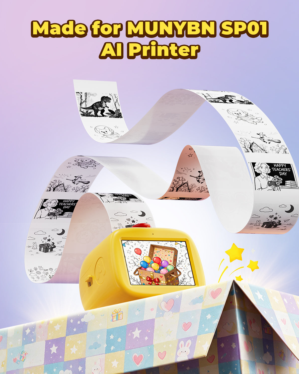 MUNBYN SP01 AI Printer Thermal Sticker Paper Refill | 2.2" x 122", 3 Rolls