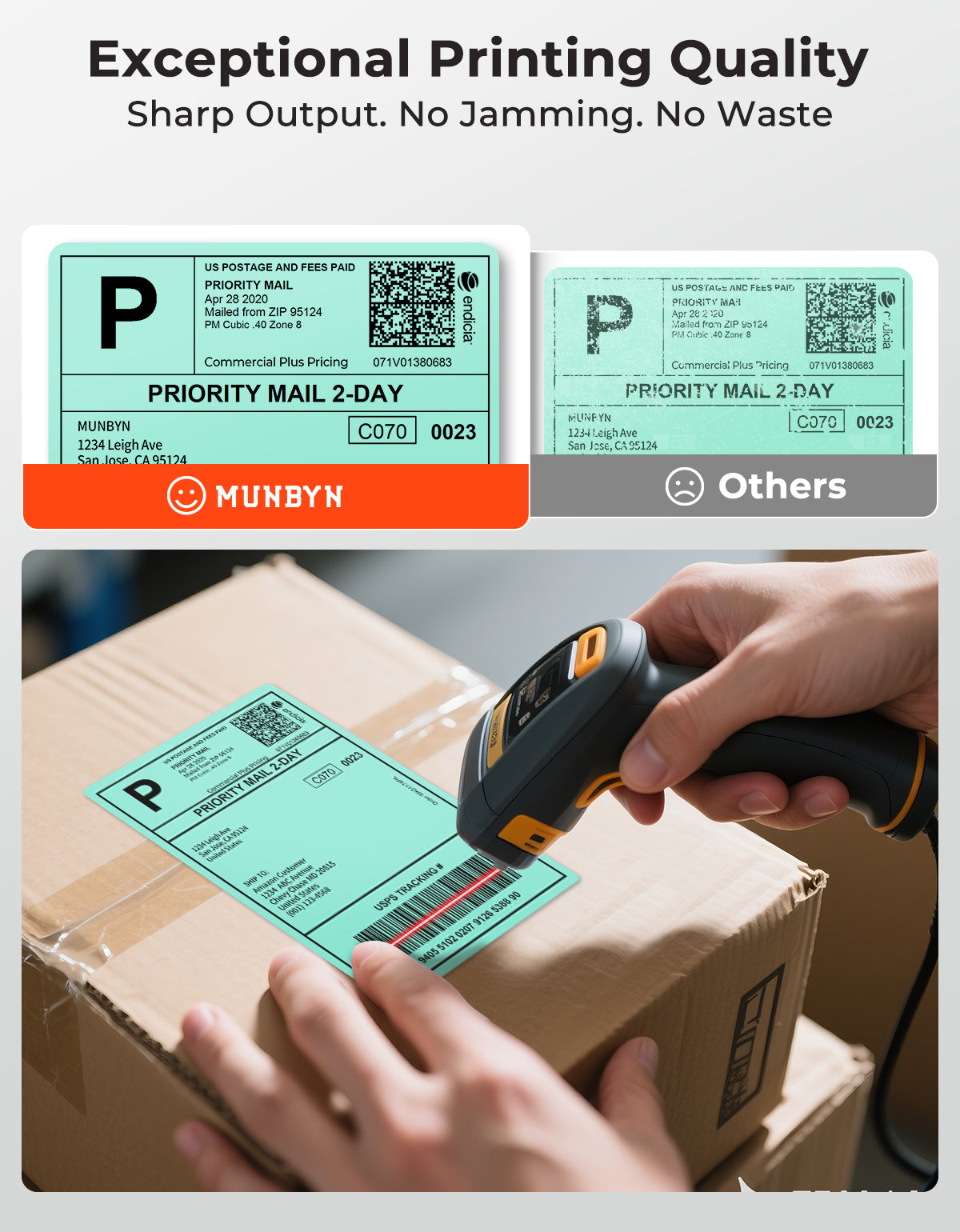MUNBYN 4x6 Fan-Fold Direct Thermal Shipping Labels for Ecommerce Orders