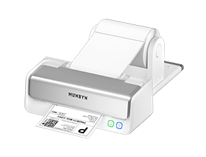 Thermal printer with a roll of paper on a white background