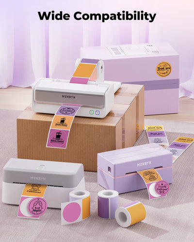 MUNBYN 2" Macaron Round Thermal Labels for Product and Packaging Stickers