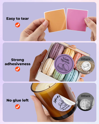 MUNBYN 2" Macaron Round Thermal Labels for Product and Packaging Stickers