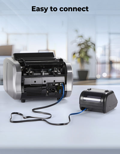 MUNBYN P01 thermal receipt printer with compact design and black finish, ready for quick and efficient printing.