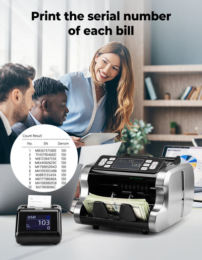 MUNBYN P01 thermal receipt printer with compact design and paper roll, ideal for retail and hospitality transactions