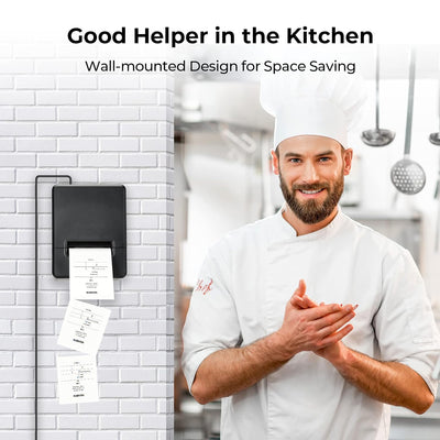MUNBYN P098 wall-mounted receipt printer in a kitchen
