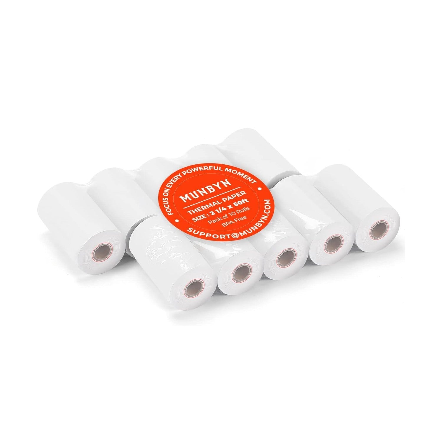 MUNBYN 58mm Thermal Receipt Paper 2 1/4" x 50ft 10 Rolls