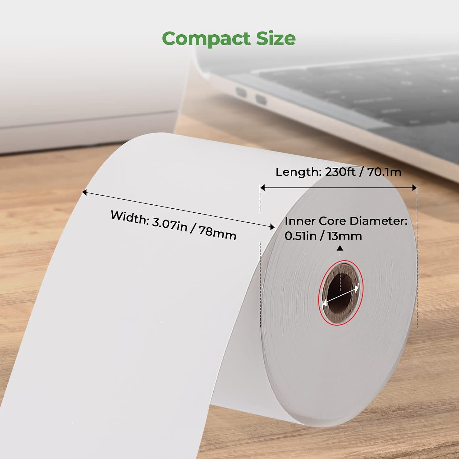 MUNBYN 80mm Thermal Receipt Paper 3 1/8" x 230ft 10 Rolls