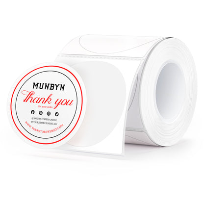 MUNBYN 2" Round Dual Color Blue&Black Red&Black Thermal Labels 150/Roll