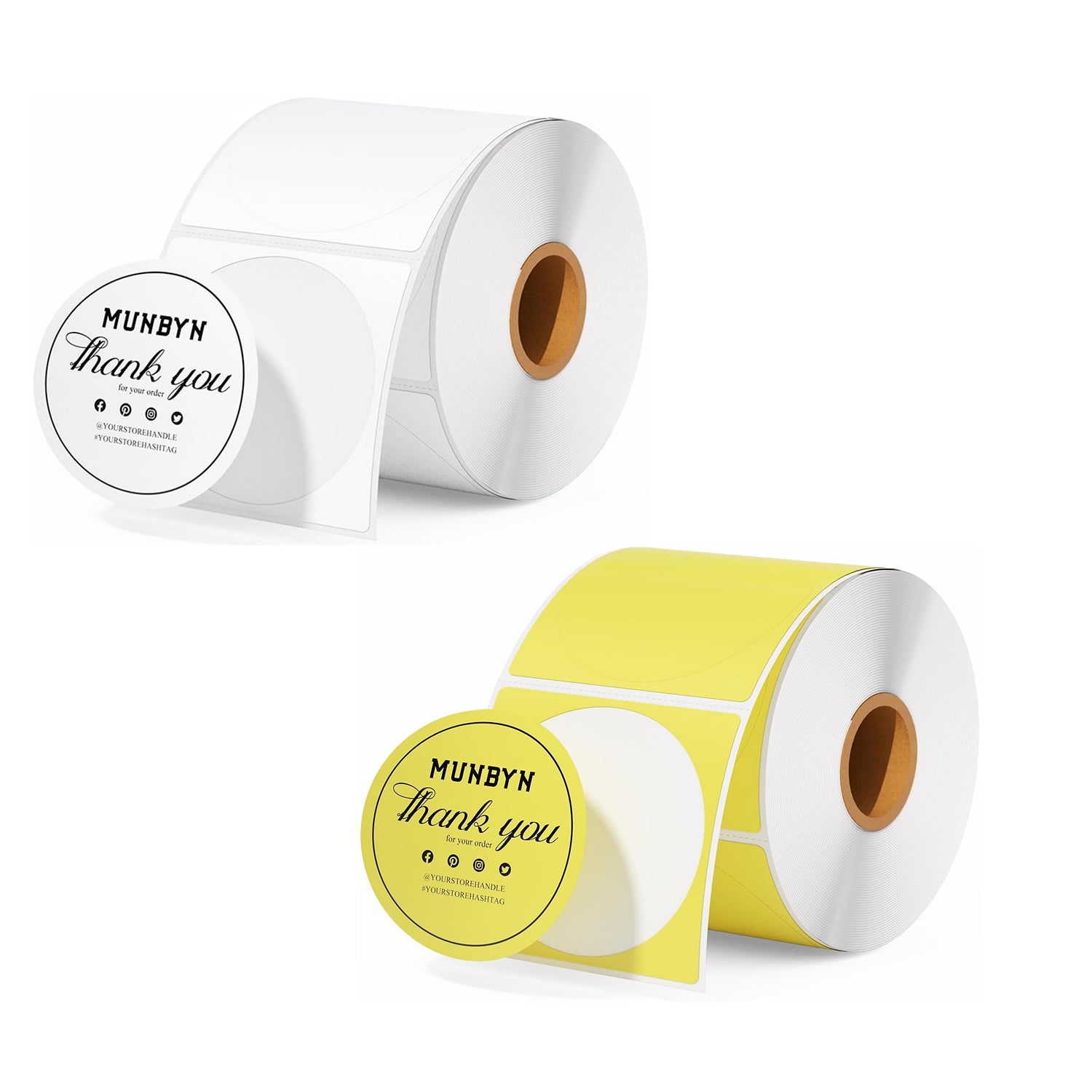 MUNBYN 2" Circle Thermal Label Bundles for Product, Logo and Multi-Purpose Stickers (750/Roll)
