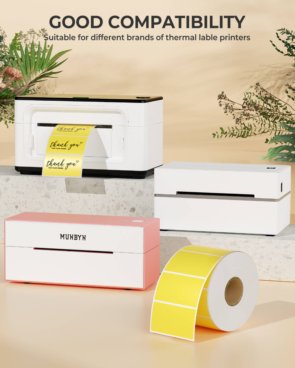 MUNBYN 2.25"x1.25" Generic Rectangle Series Thermal Labels (1000/Roll)